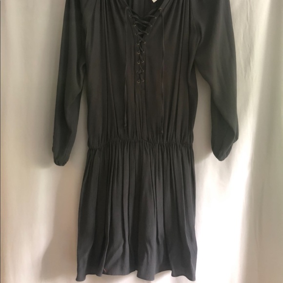 NWT Grey Tie Up Long Sleeve Dress! - Picture 3 of 3
